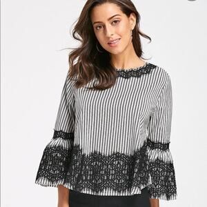 EUC Zara Lace Bell Sleeve Blouse - Small